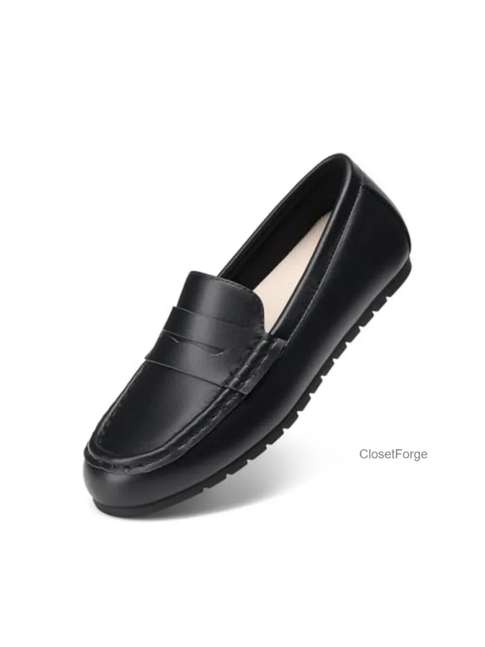 Womens Slip On Loafers Comfort Work Flats Faux Leather